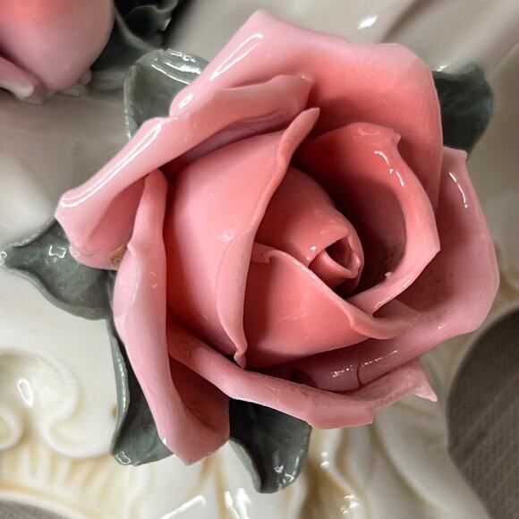 Vintage 30s Karl Ens Porcelain Rose 3 Arm Pair Candlesticks Candelabra Regency - Picture 12 of 15